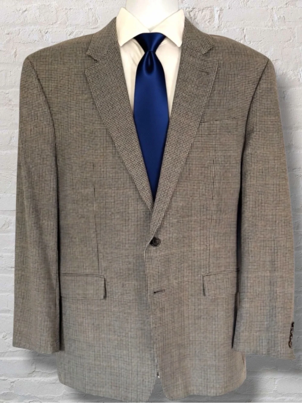Lauren Ralph Lauren 44L Silk Wool Houndstooth Blazer Sport Coat Jacket